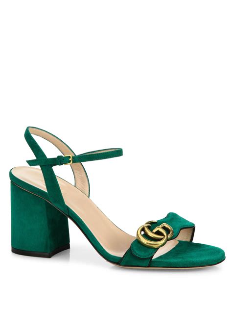 green platform gucci heels|gucci marmont fringe heels.